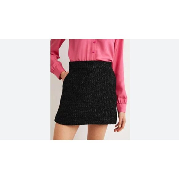 Boden Womens Mini Skirt UK 10 US 6 Black Tweed Metallic Flared R0204 NWT - Picture 1 of 12
